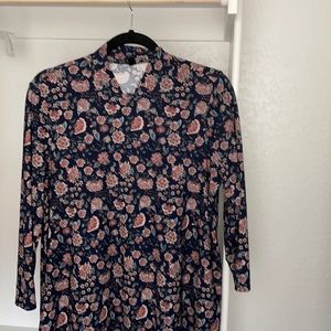 Junior's Printed Mock Neck 3/4 Sleeve Dress